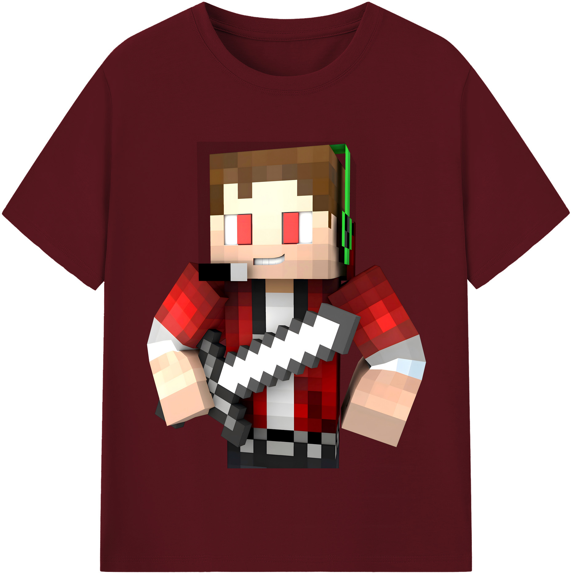 （画像用） マインクラフト ブロックの世界 Minecraft MC Block world 綿100％半袖Tシャツ（フロントプリント）